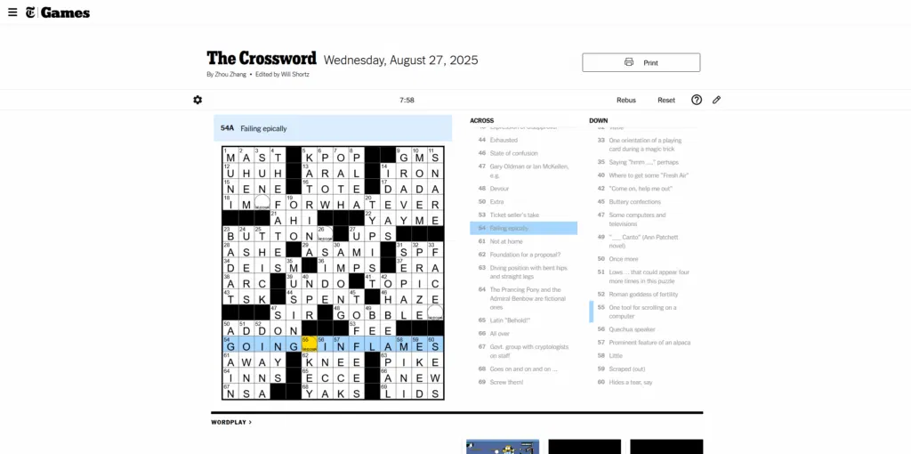 Recently Dated NYT Crossword