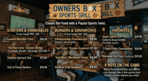 Owners Box Sports Grill Menu With Prices