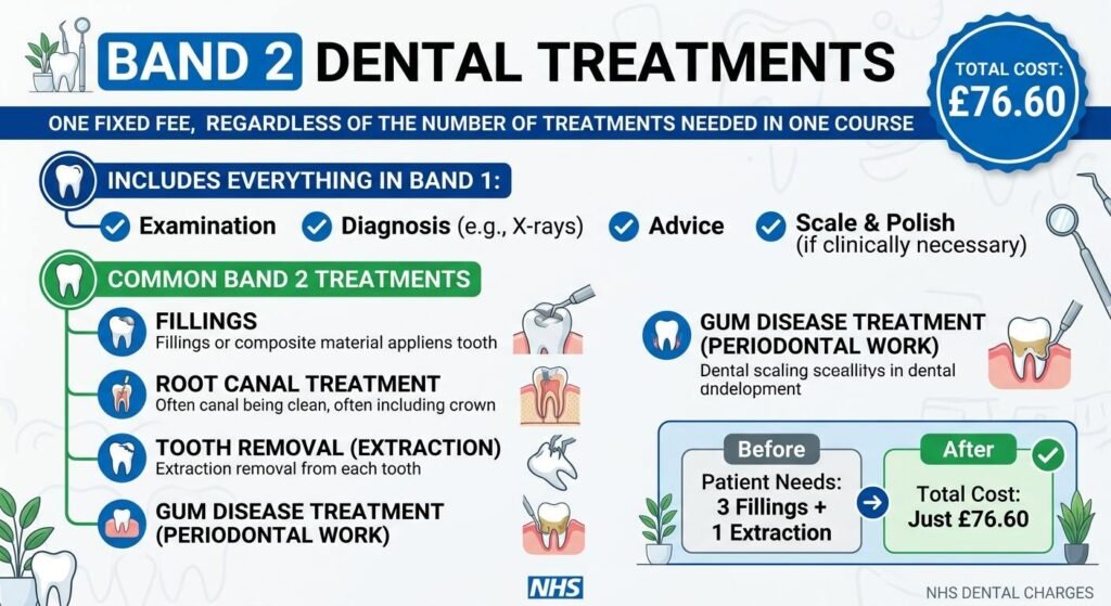 Band 2 Fillings Root Canals and Extractions (£76.60)